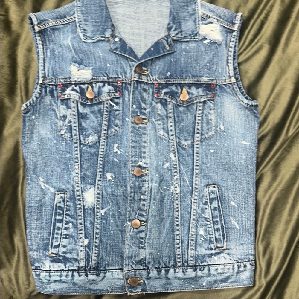 Distressed Denim Vest